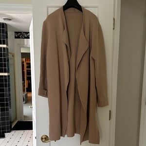 Elegant Tan Long Cardigan/Coat